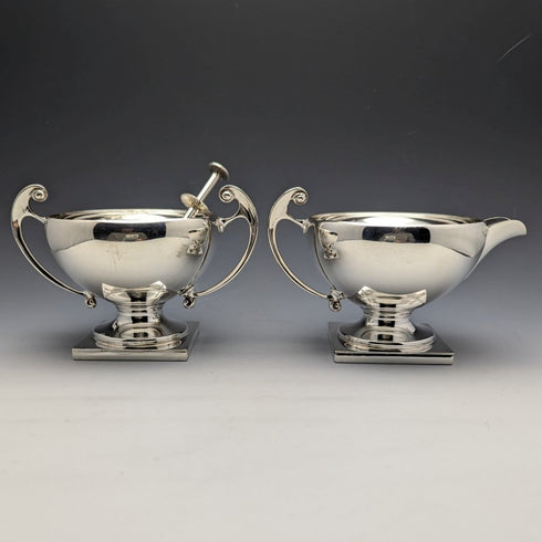 British Vintage Silver Plate Sugar Pot & Cream Jug